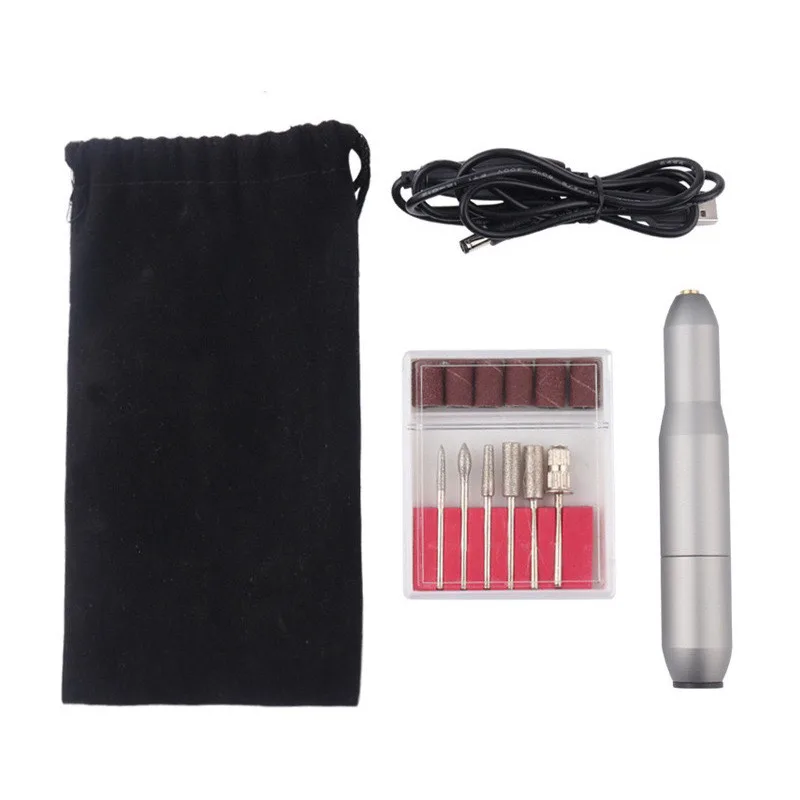 New Portable USB Nail Polisher Exfoliating And Polishing Pen-Type Nail Remover Electric Polisher - Silver