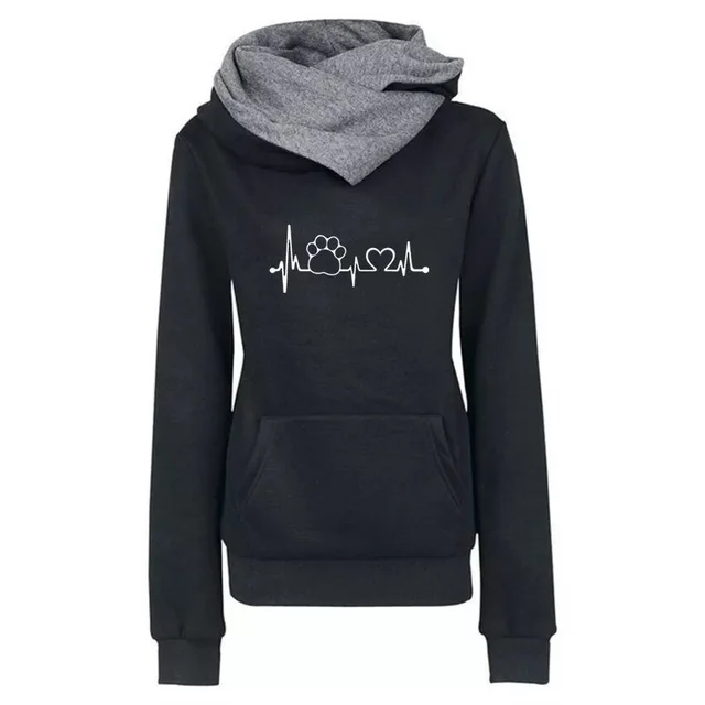 Lapel Pattern Embroidered Hooded Personalized Sweater Bottoming Shirt a Large Number Of Women Black - Shop at LoveMi
