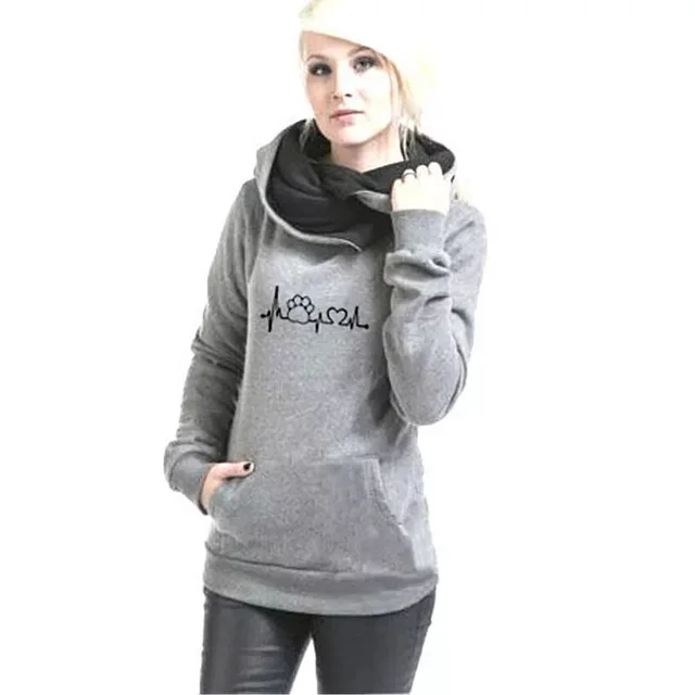 Lapel Pattern Embroidered Hooded Personalized Sweater Bottoming Shirt a Large Number Of Women Gray - Shop at LoveMi