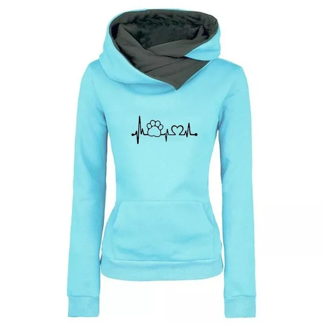 Lapel Pattern Embroidered Hooded Personalized Sweater Bottoming Shirt a Large Number Of Women Light Blue - Shop at LoveMi