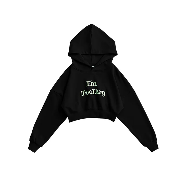 Lazy Style Hooded Short Jacket Hip Hop Jazz Thin Section Sweater Long Sleeved Hoodie American Style Fried Street High Sense Of Design Black - Shop at LoveMi