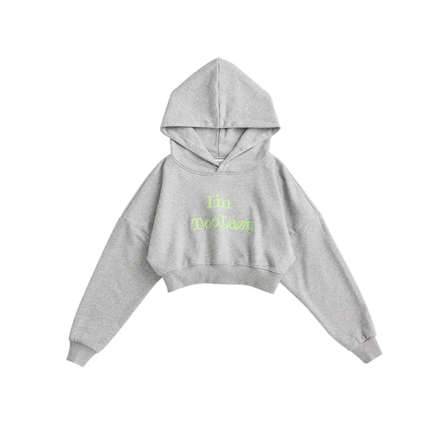 Lazy Style Hooded Short Jacket Hip Hop Jazz Thin Section Sweater Long Sleeved Hoodie American Style Fried Street High Sense Of Design Grey - Shop at LoveMi