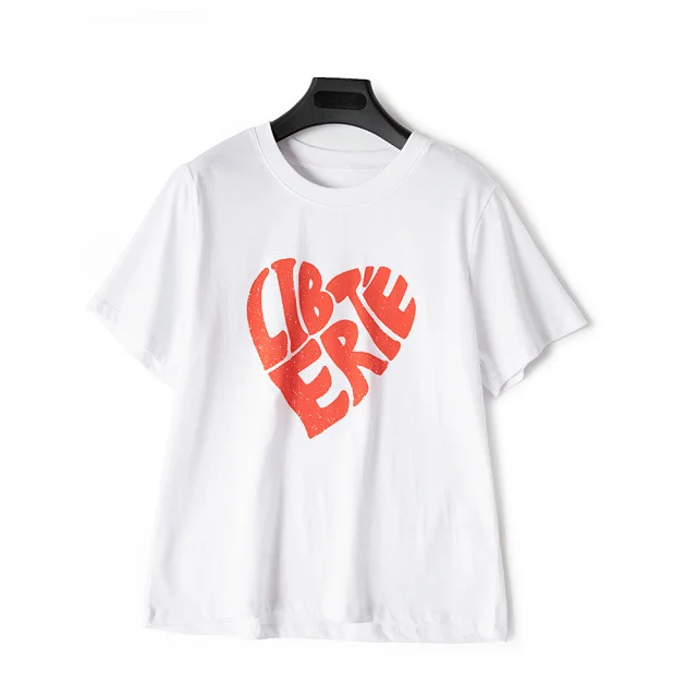 Letter Romance Print Graphic Love Short Sleeve White - Shop at LoveMi