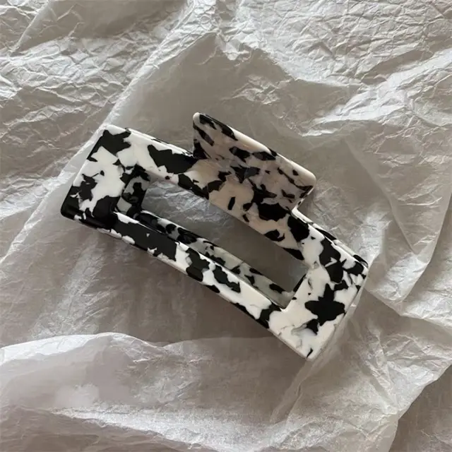 Chaifu Studio F63 INS Cold Wind Retro Temperament Cow Color Black And White Acetate Hairpin Clip As Shown - Shop at LoveMi