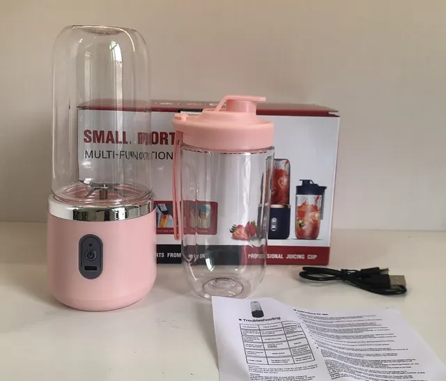 6blade Portable Blender Mini Juicer Cup Extractor Smoothie USB Charging Fruit Squeezer Blender Food Mixer Ice Crusher Portable Juicer Machine Pink - Shop at LoveMi