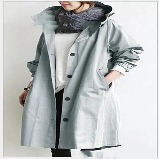 Women Windbreaker Jacket Casual Loose Button Pockets Hooded Quick Dry Windproof Waterproof Clothes For Outdoor Hiking Camping Light Blue - Shop at LoveMi