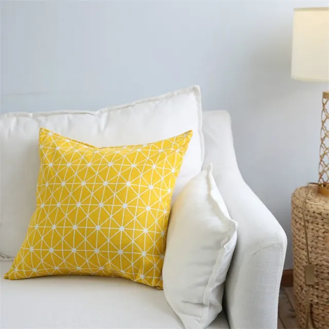 Literary Sofa Cushion Pillow Cushion Cover Lattice Hug Pillowcase Yellow Chess Board - Shop at LoveMi