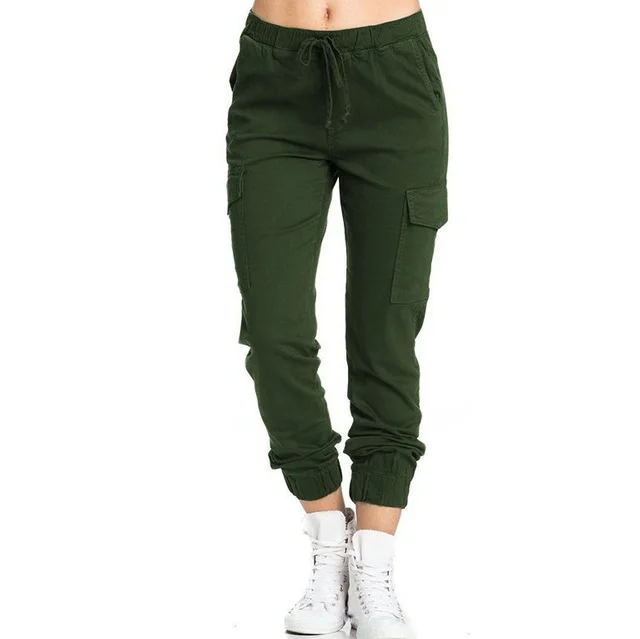 Elastic Waist Loose Casual Trousers Women's Corset Trousers Green - Shop at LoveMi