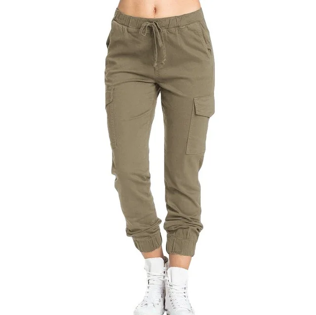 Elastic Waist Loose Casual Trousers Women's Corset Trousers Khaki - Shop at LoveMi