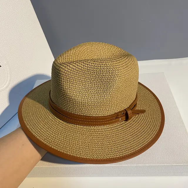 Summer Sun Hat Seaside Vacation Beach Hat British Small Fragrant Black Pot Hat Name Warm Sun All Match Female Straw Hat Khaki - Shop at LoveMi