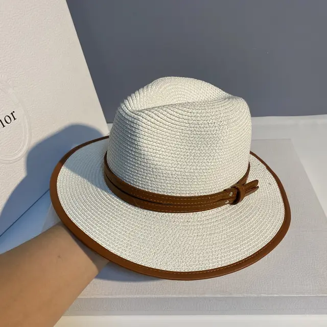 Summer Sun Hat Seaside Vacation Beach Hat British Small Fragrant Black Pot Hat Name Warm Sun All Match Female Straw Hat White - Shop at LoveMi