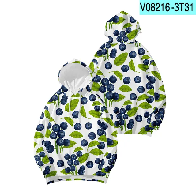 Fruit Digital Print Hooded Sweatshirt Floral Long Sleeve - Shop at LoveMi