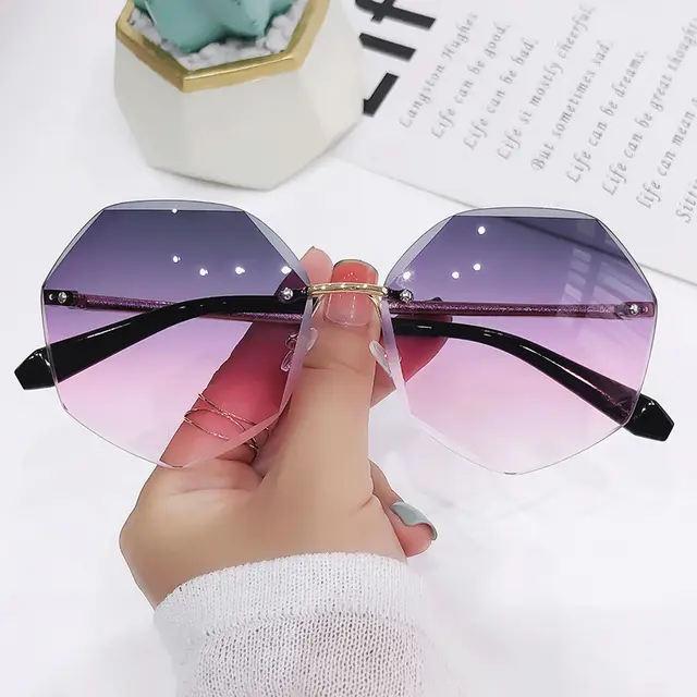 Glasses Cut edge Polygonal Ladies Sunglasses Ashes - Shop at LoveMi