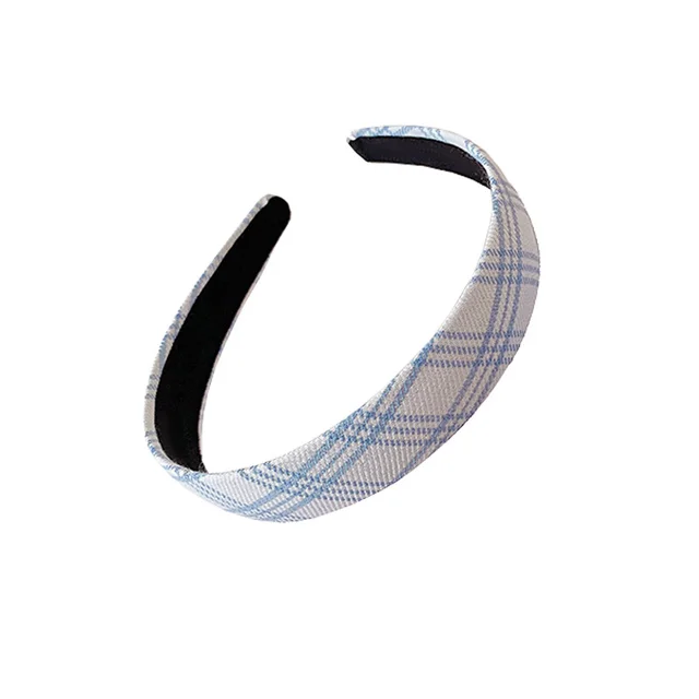 Blue And White Plaid Hair Band Ring Head Rope Rubber Band Hair Ring White 2 - Shop at LoveMi