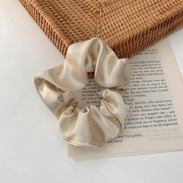 French Girl Silky Satin Large Intestine Ring Ins Korea Tie Hair Rubber Band Hair Rope Hair Ring Ponytail Head Rope Hair Accessories Beige - Shop at LoveMi