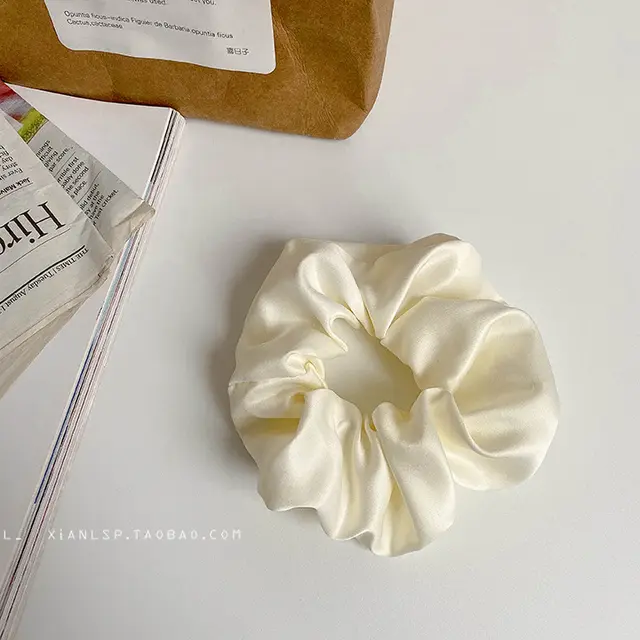French Girl Silky Satin Large Intestine Ring Ins Korea Tie Hair Rubber Band Hair Rope Hair Ring Ponytail Head Rope Hair Accessories White - Shop at LoveMi