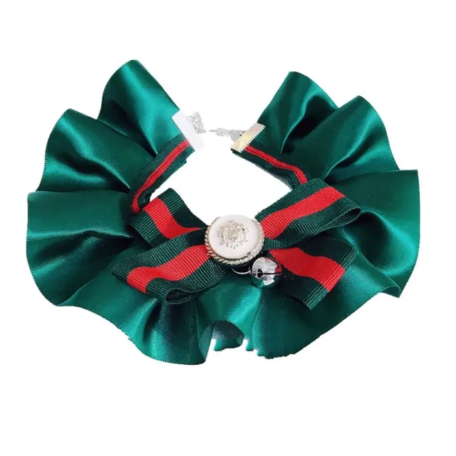 Pet Cat Dog Accessories British Retro Campus Trend Bow Tie Collar Bib Bell Saliva Towel Collar Green - Shop at LoveMi