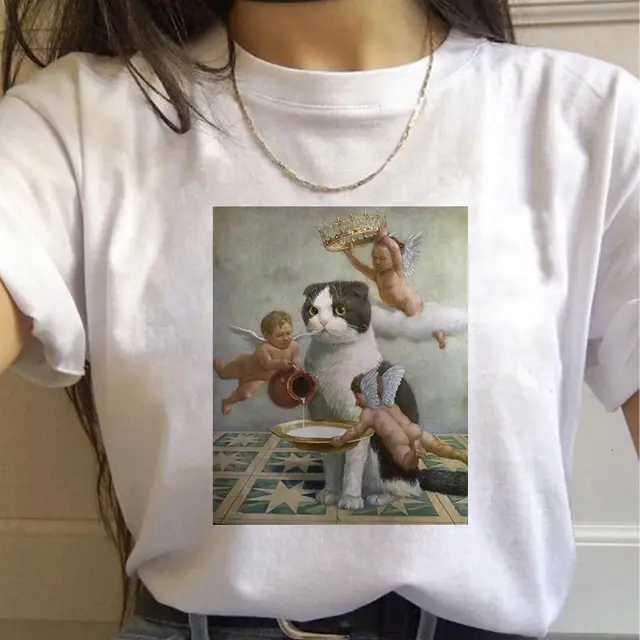 Creative Funny Oil Painting Printing Starry Sky Harajuku Style Trendy T shirt Top - Shop at LoveMi