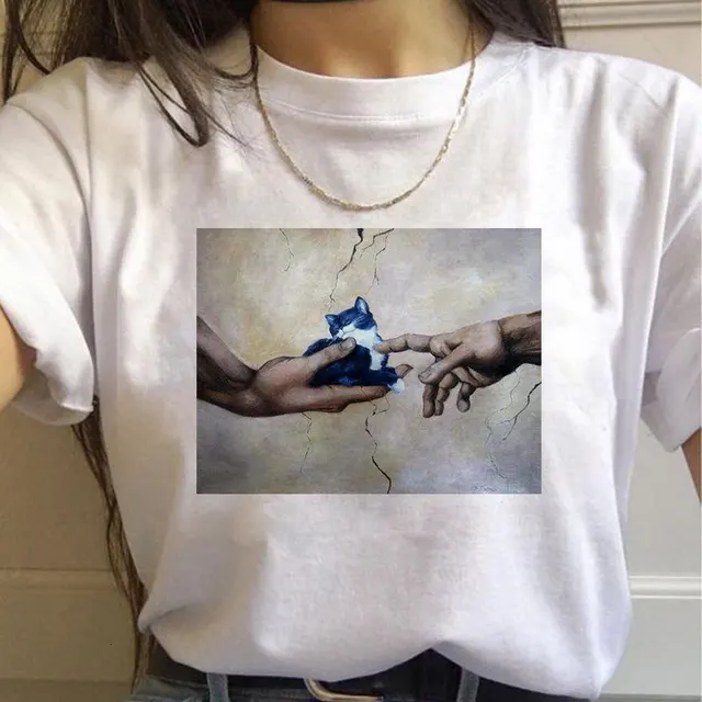Creative Funny Oil Painting Printing Starry Sky Harajuku Style Trendy T shirt Top G - Shop at LoveMi