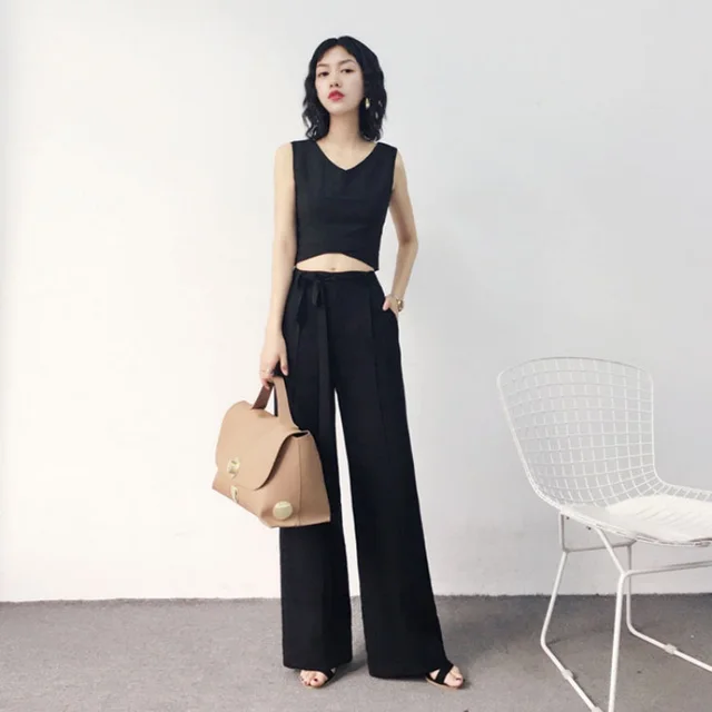 High Waist Wide Leg Pants Women's Summer New Casual Pants Black - Shop at LoveMi