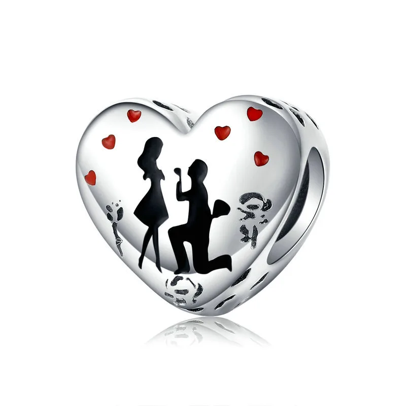 Sterling Silver S925 Creative Romantic Couple Silver Pendant - Silver