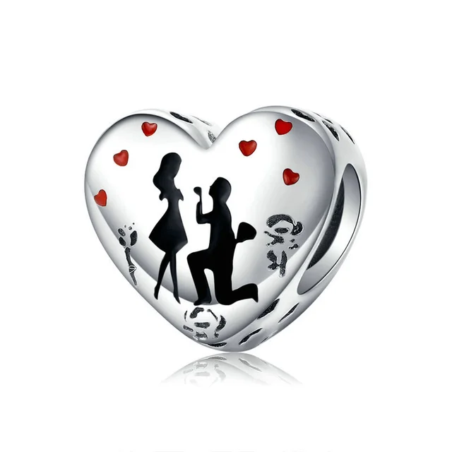 Sterling Silver S925 Creative Romantic Couple Silver Pendant Silver - Shop at LoveMi