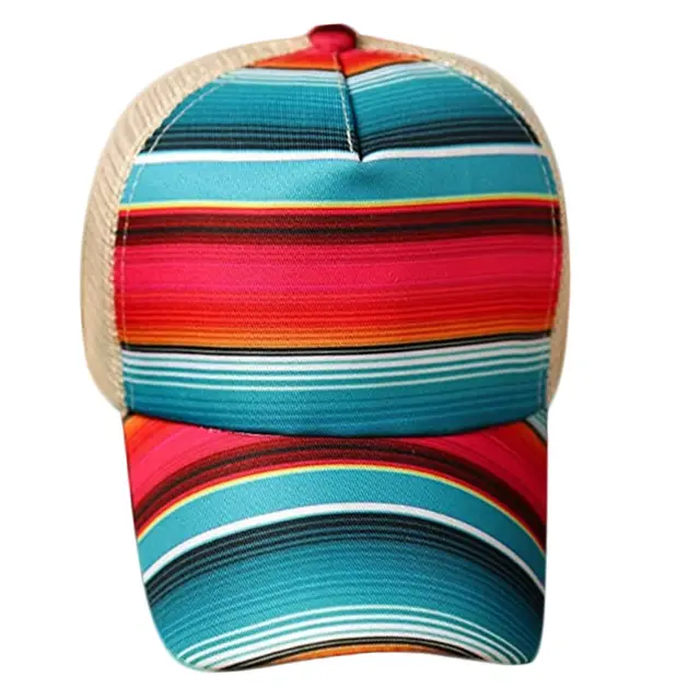 Hat Female Spring And Summer Jacquard Baseball Cap Printed Cross Ponytail Autumn Cap Student Sunscreen Net Cap Stripe - Shop at LoveMi