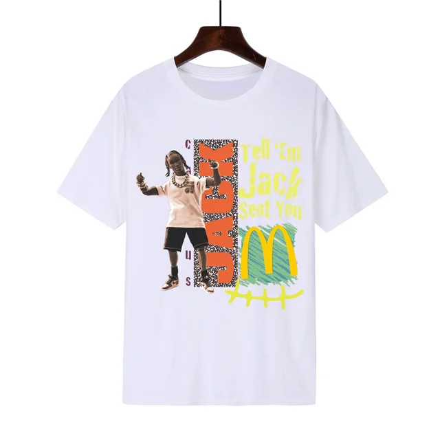 Printed T shirt Round Neck Men's And Women's Short Sleeves White - Shop at LoveMi