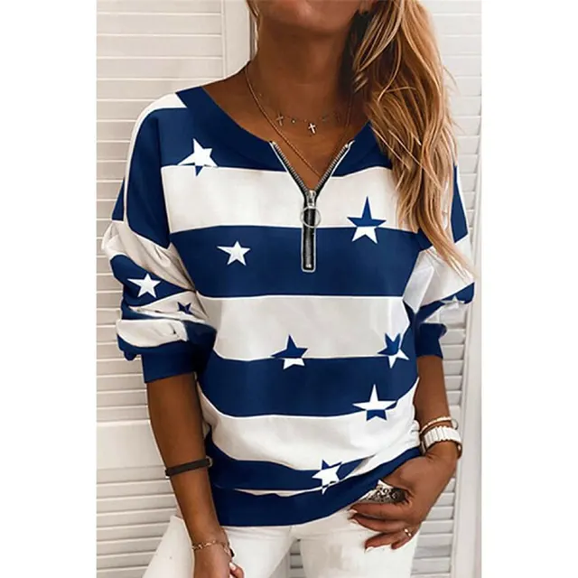 European And Beautiful Striped Sweater Blue - Shop at LoveMi