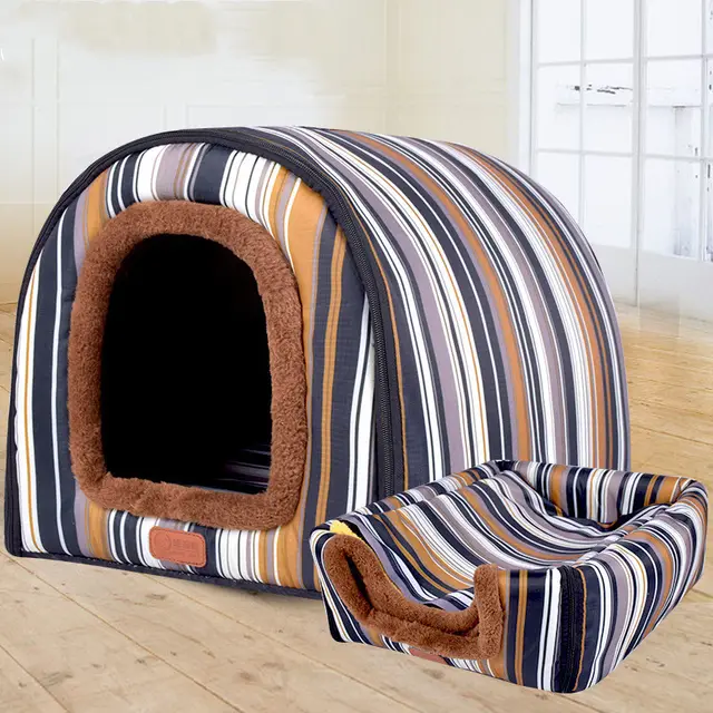 Pet Big Dog House Fully Removable And Washable Pet Kennel Cylinder Portable Dog House Golden Retriever Kennel Brown - Shop at LoveMi