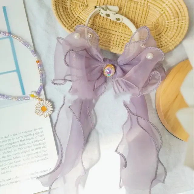 Pet Accessories Cats Dogs Big Bow Puppets Cat Bib Fairy Saliva Towel Collar Bow Tie Adjustable Pearl Purple - Shop at LoveMi