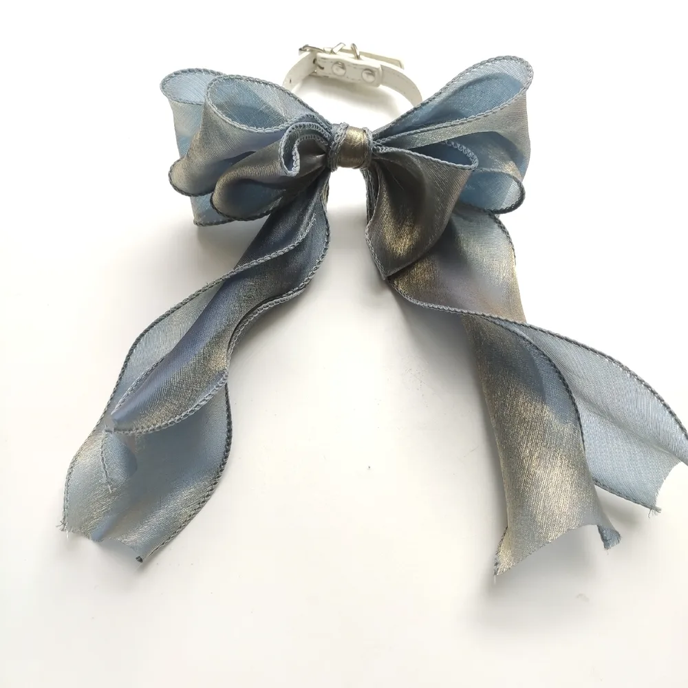 Pet Accessories Cats Dogs Big Bow Puppets Cat Bib Fairy Saliva Towel Collar Bow Tie Adjustable - Temperament Gray Green