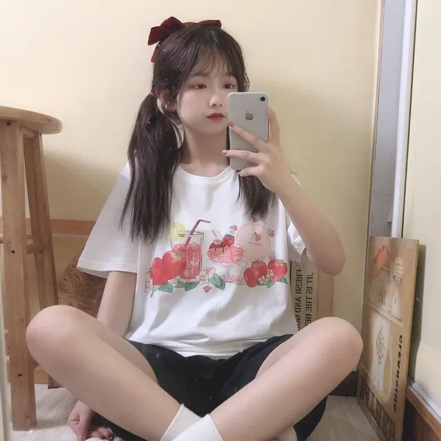 Pure Cotton Short Sleeved T Shirt Women New Japanese Small Fresh Girl White T Shirt White - Shop at LoveMi
