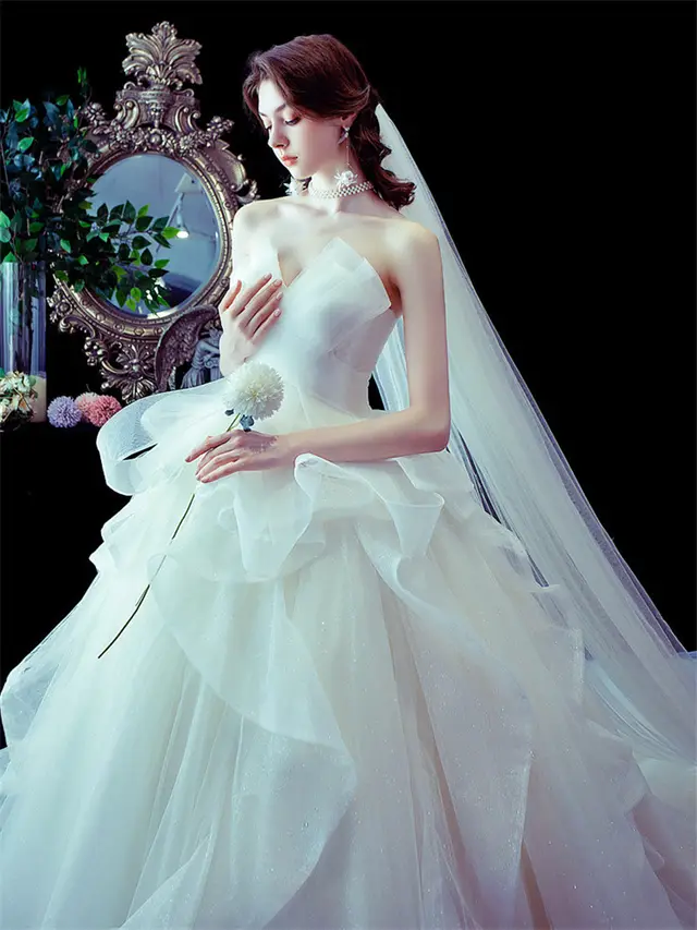 French Temperament Big Trailing Starry Sky Forest Dream Dress White - Shop at LoveMi