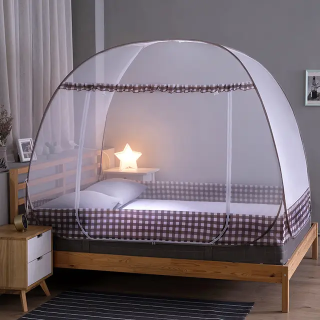 Mosquito Net Household Installation Free Anti Fall 1.8m Bed Yurt 1.2 Student Dormitory 1.5m Double Thickening Foldable Khaki - Shop at LoveMi