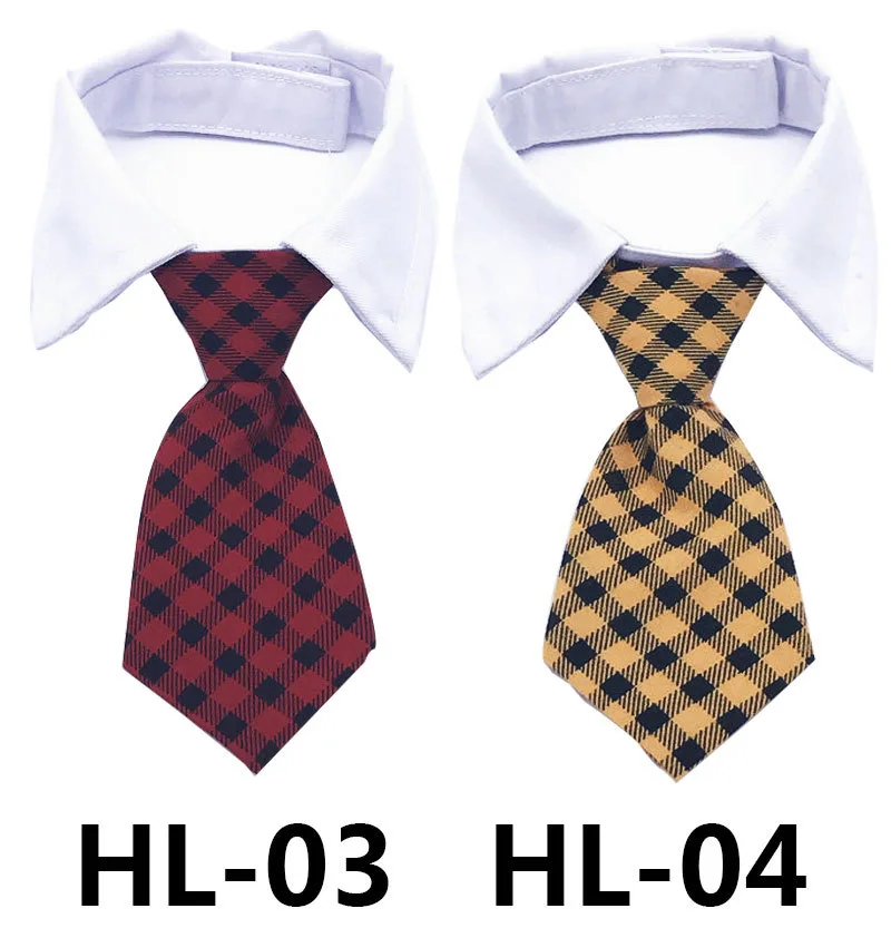 Pet Tie Print Cat And Dog Accessories Solid Colour Striped Check Tie - 3