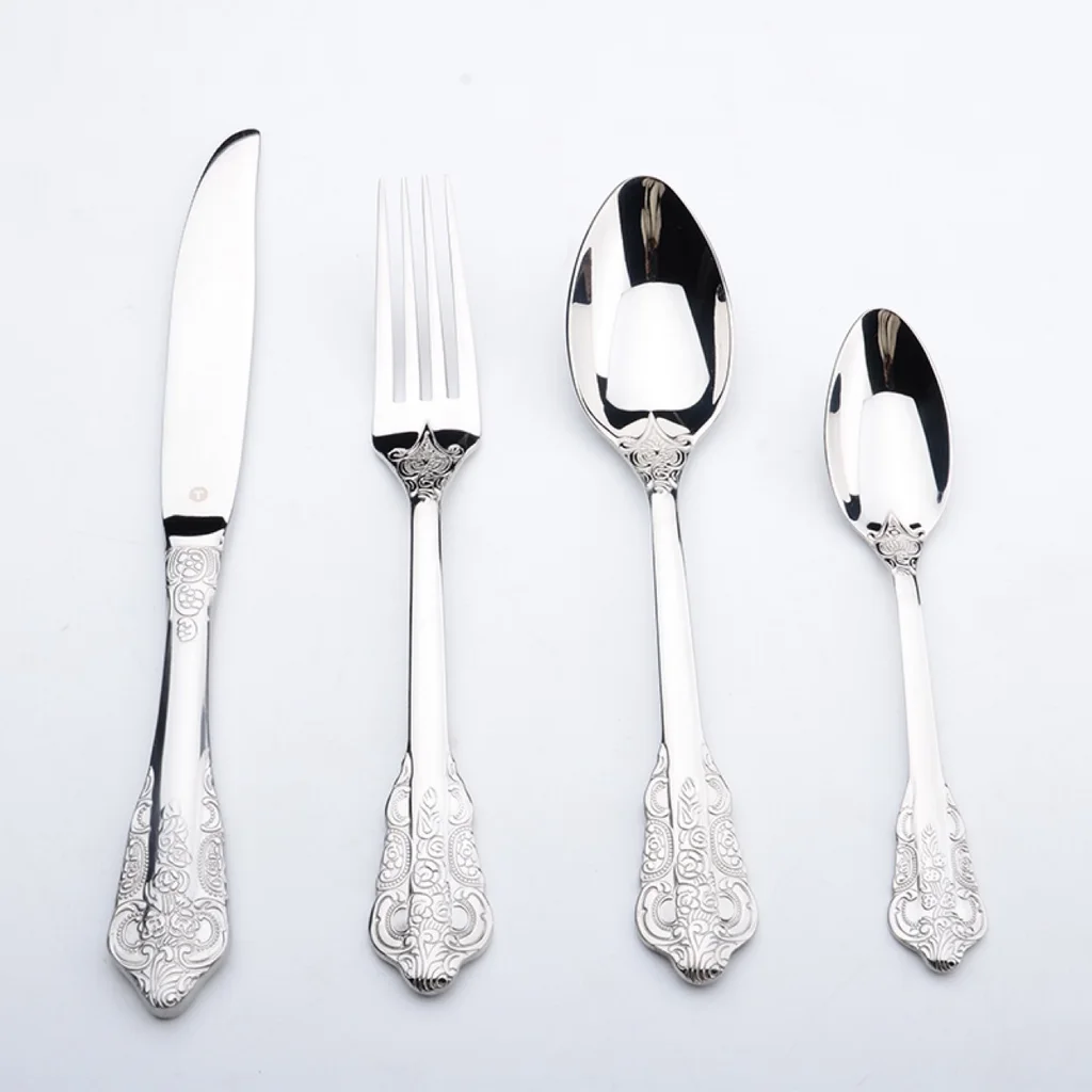 Stainless Steel Retro Western Cutlery - Set Of Silver Cutlery