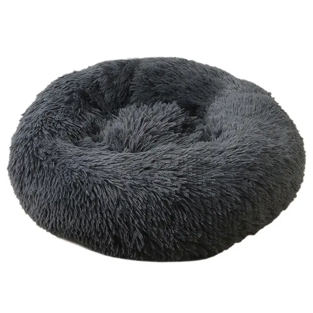Super Soft Plush Round Removable And Washable Cushion Winter Pet Supplies Dark Gray - Shop at LoveMi