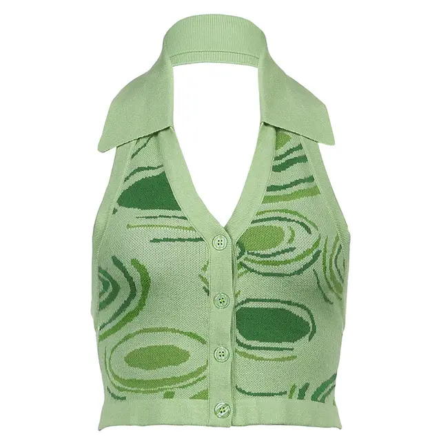 European And American Fashion Halter Lapel Vest Green - Shop at LoveMi
