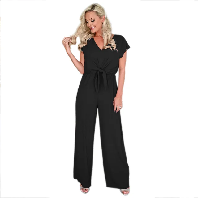 Fashion OL Short sleeved Top Jumpsuit Trousers Black - Shop at LoveMi
