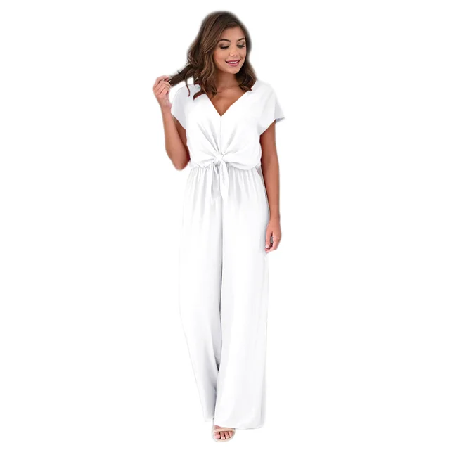 Fashion OL Short sleeved Top Jumpsuit Trousers White - Shop at LoveMi