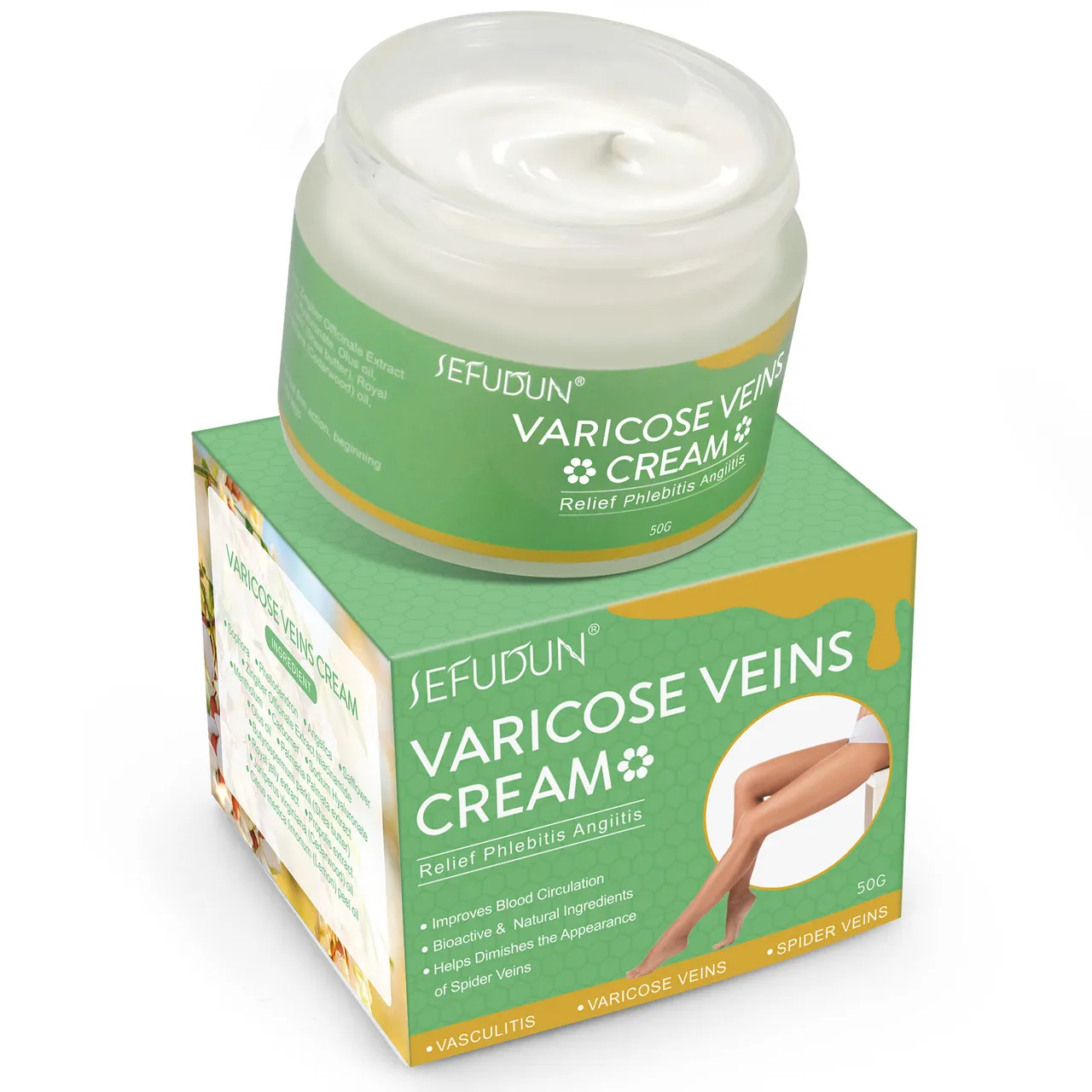 Vein Cream Red Blood Streaks Repair Earthworm Leg Bruises Bulge Relief Pain Safflower Skin care lotion Varicose Cream - Photo Color