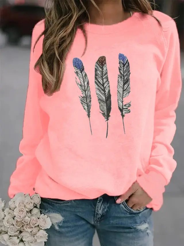 Animal European And American Print Crew Neck Sweater Pink - Shop at LoveMi
