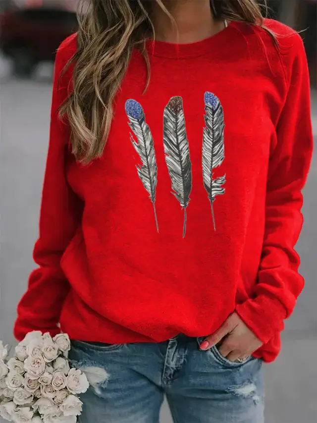 Animal European And American Print Crew Neck Sweater Red - Shop at LoveMi