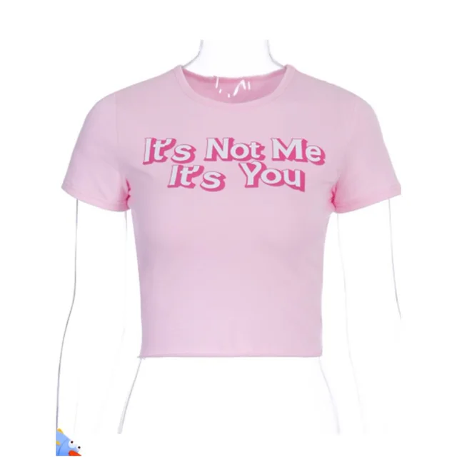Autumn And Winter Short Sleeve Round Neck Printed Letters Fashion Light And Breathable Short Casual T Shirt Pink - Shop at LoveMi