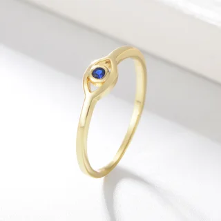 925 Sterling Silver 18K Gold Plated Evil Eye Exquisite Ring for Women Zircon Rings Jewelry Wedding Engagement Anillos - Yellow