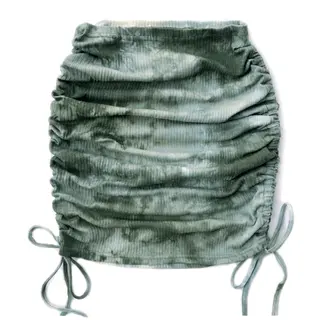 High Waist Slim Knit Tie-dye Thread Skirt - Green
