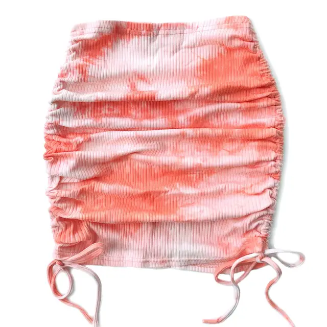 High Waist Slim Knit Tie dye Thread Skirt Pink - Shop at LoveMi