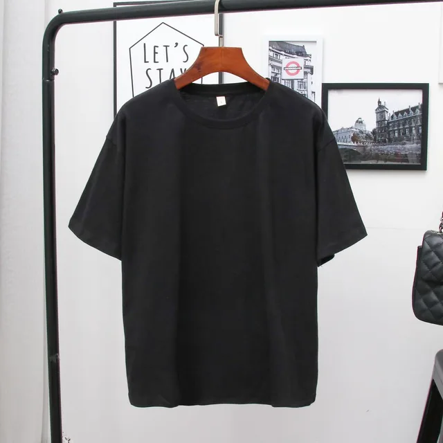 Women's Solid Color Loose Plus Size T Shirt Black - Shop at LoveMi