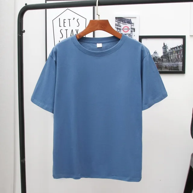 Women's Solid Color Loose Plus Size T Shirt Blue - Shop at LoveMi